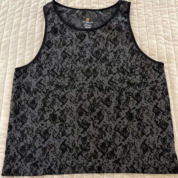 Tangerine Active Tank Gray Black Abstract Print Sleeveless Workout Athletic - Picture 2 of 6